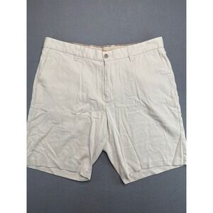 Tommy Bahama Shorts Men 36 Beige 100% Silk Flat Front Casual Island Luxury